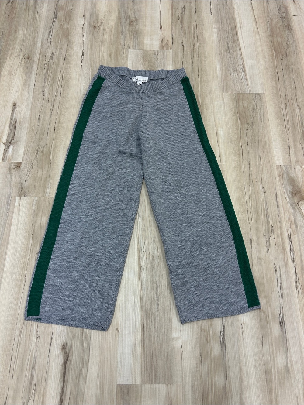 Vintage Havana Gray knit Joggers with Green Side Stripes